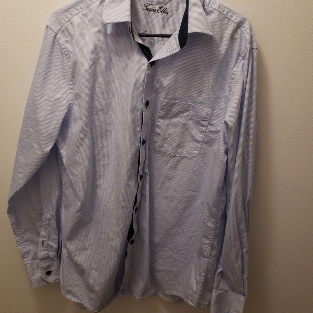 Preowned Mens Tasso Alba Blue Button up shirt.